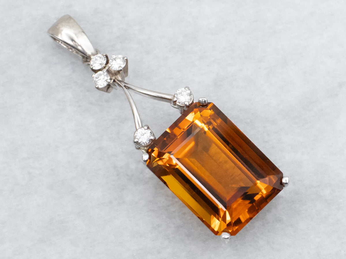 Citrine and Diamond Pendant