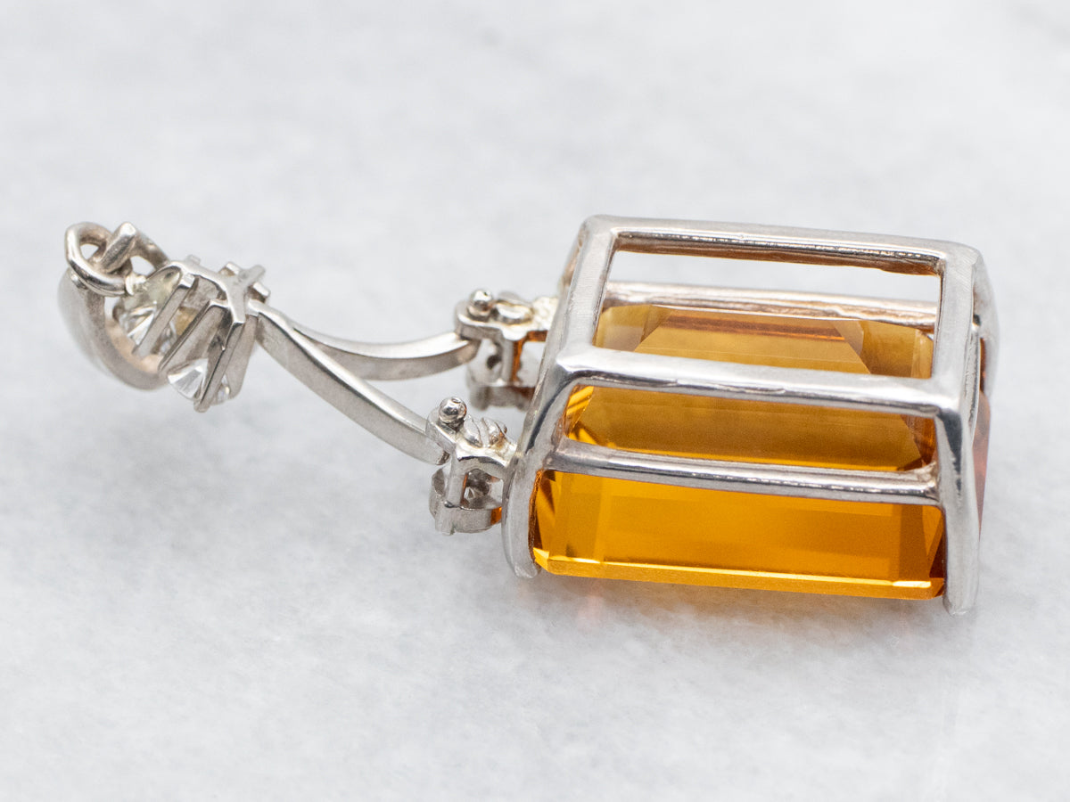 Citrine and Diamond Pendant
