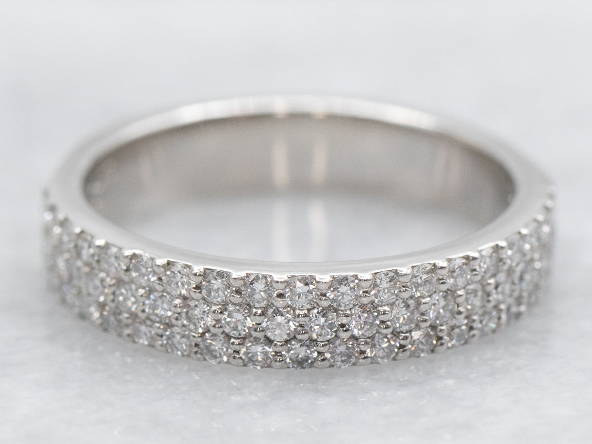 Platinum Triple Row Diamond Band