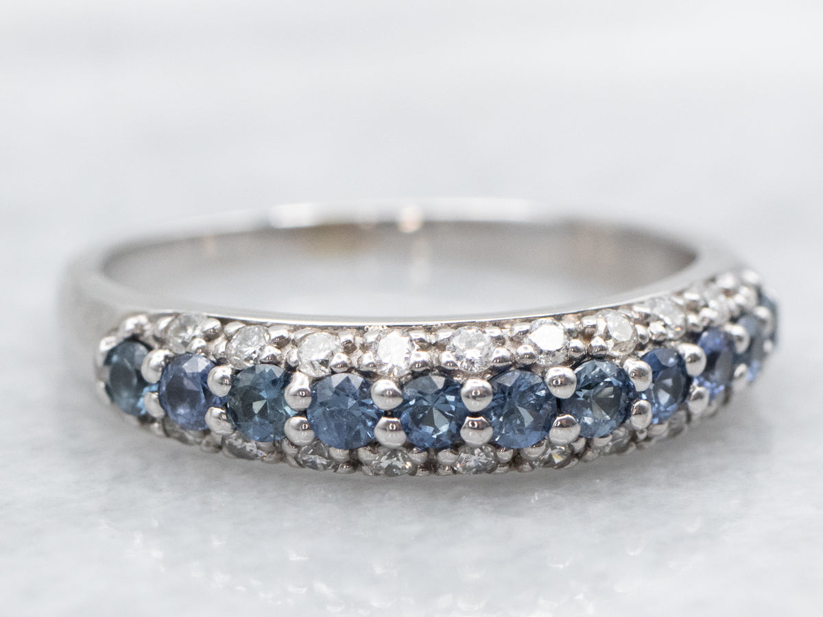 Sleek Sapphire and Diamond Band
