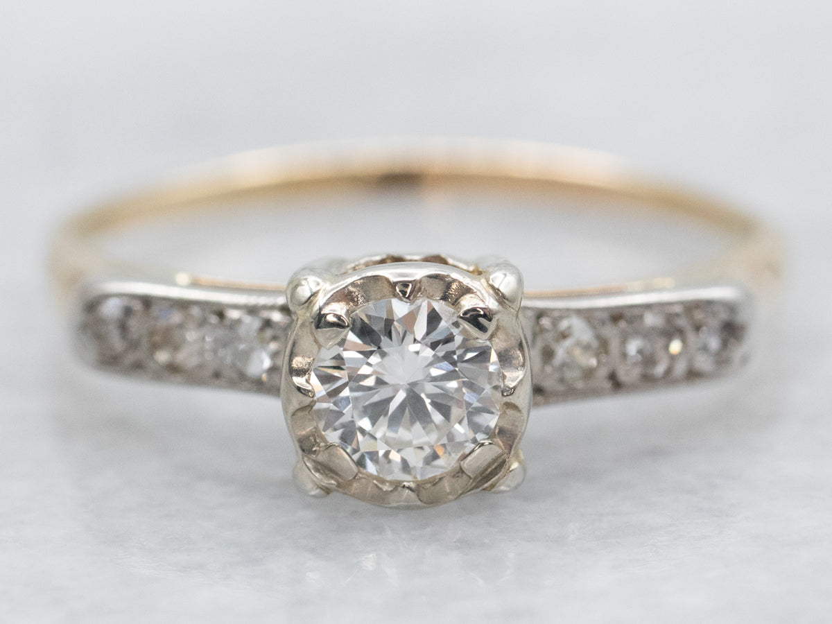 Two Tone Diamond Engagement Ring