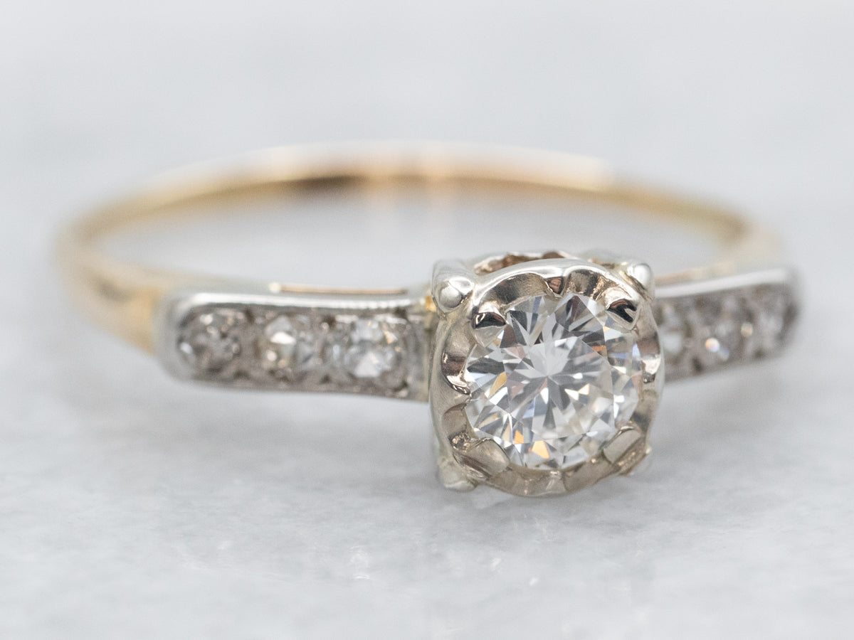 Two Tone Diamond Engagement Ring