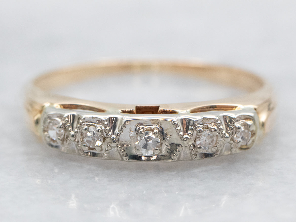 Two Tone Diamond Wedding Band