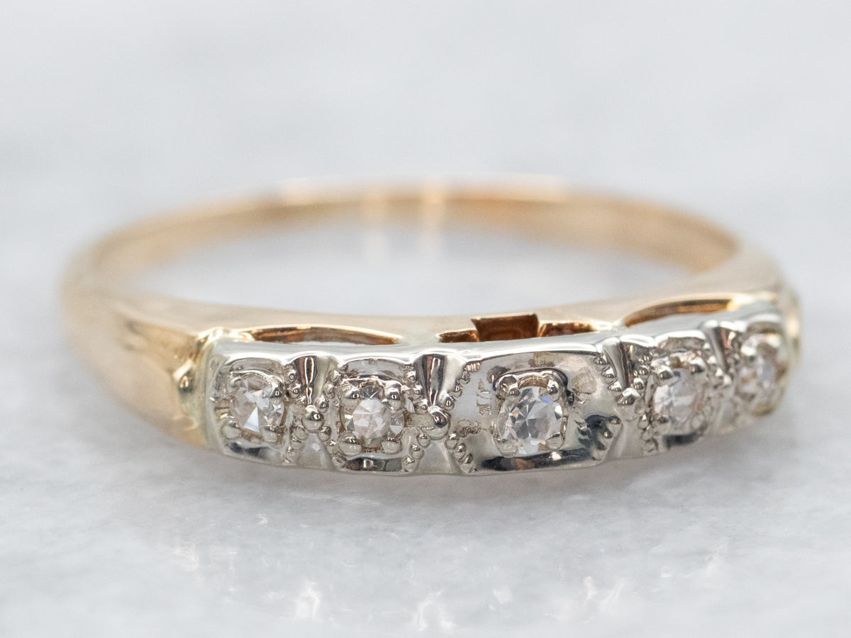 Two Tone Diamond Wedding Band