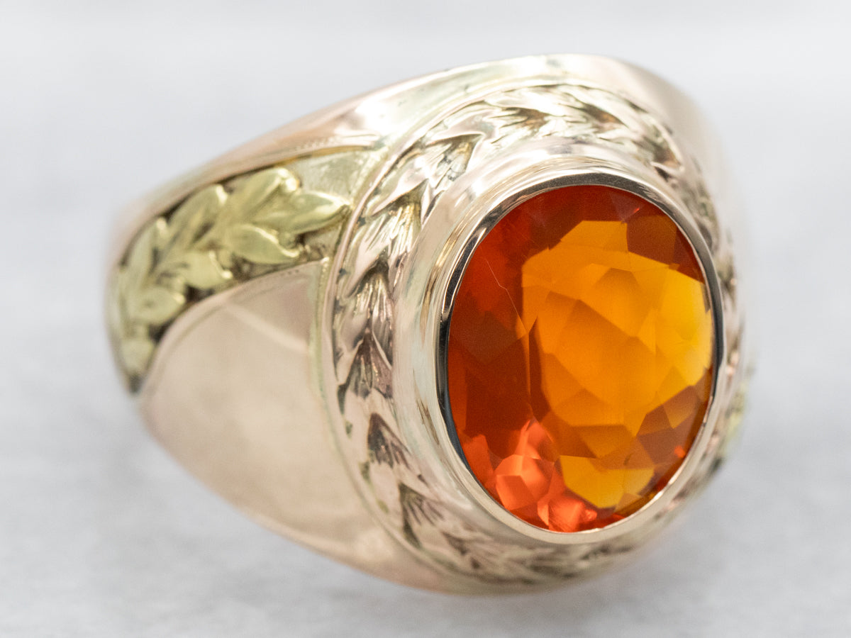 Fire Opal Solitaire Ring