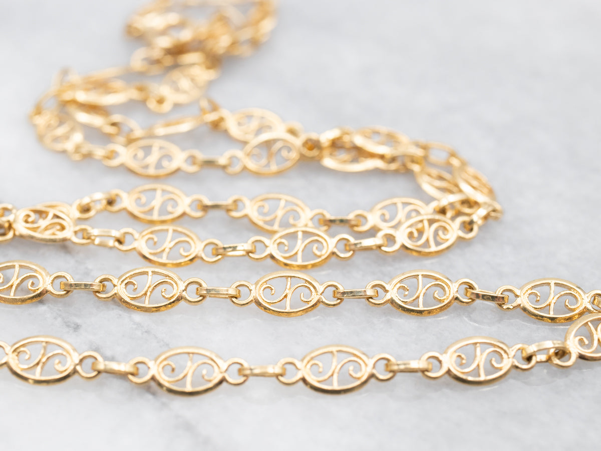 Yellow Gold Filigree Link Chain