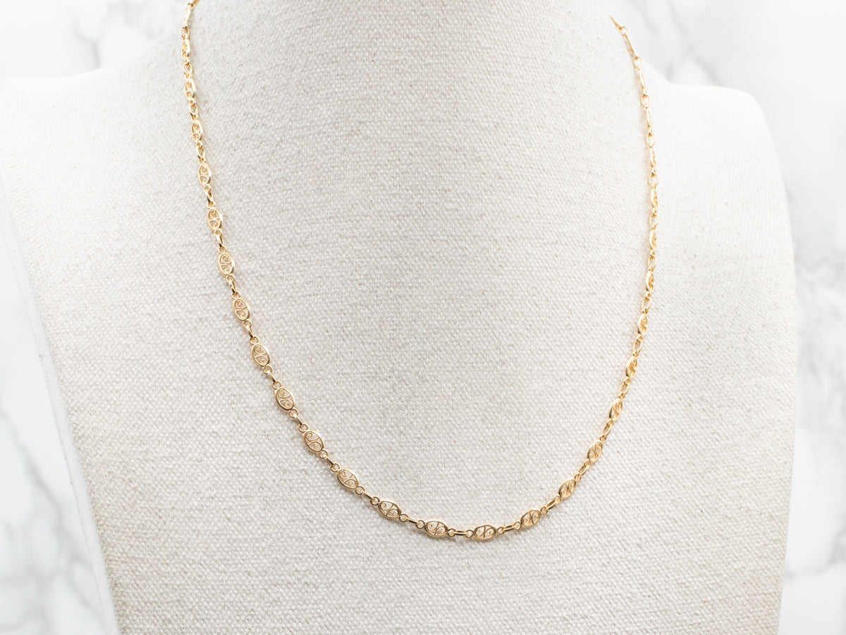Yellow Gold Filigree Link Chain