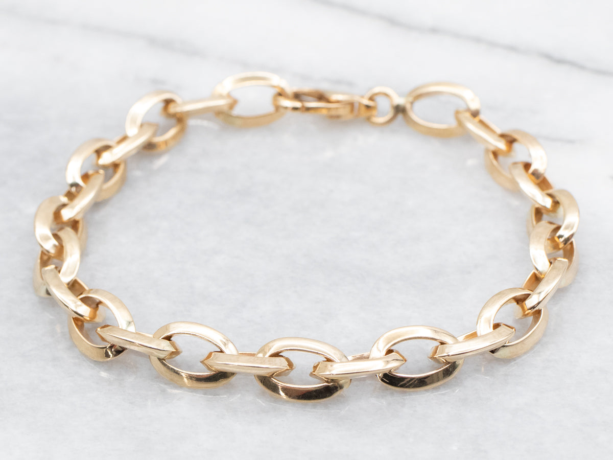 Polished Gold Cable Chain Link Bracelet