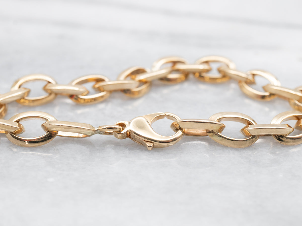 Polished Gold Cable Chain Link Bracelet