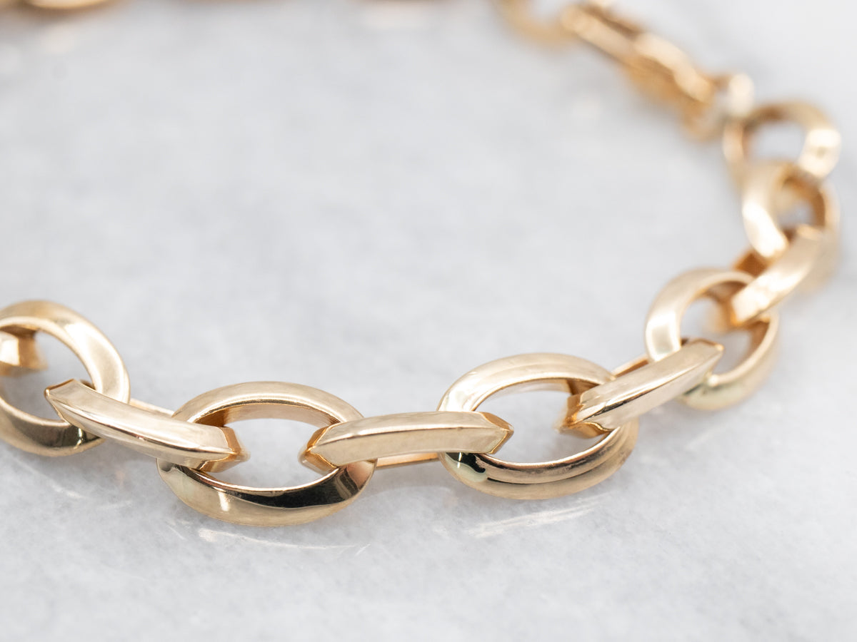 Polished Gold Cable Chain Link Bracelet