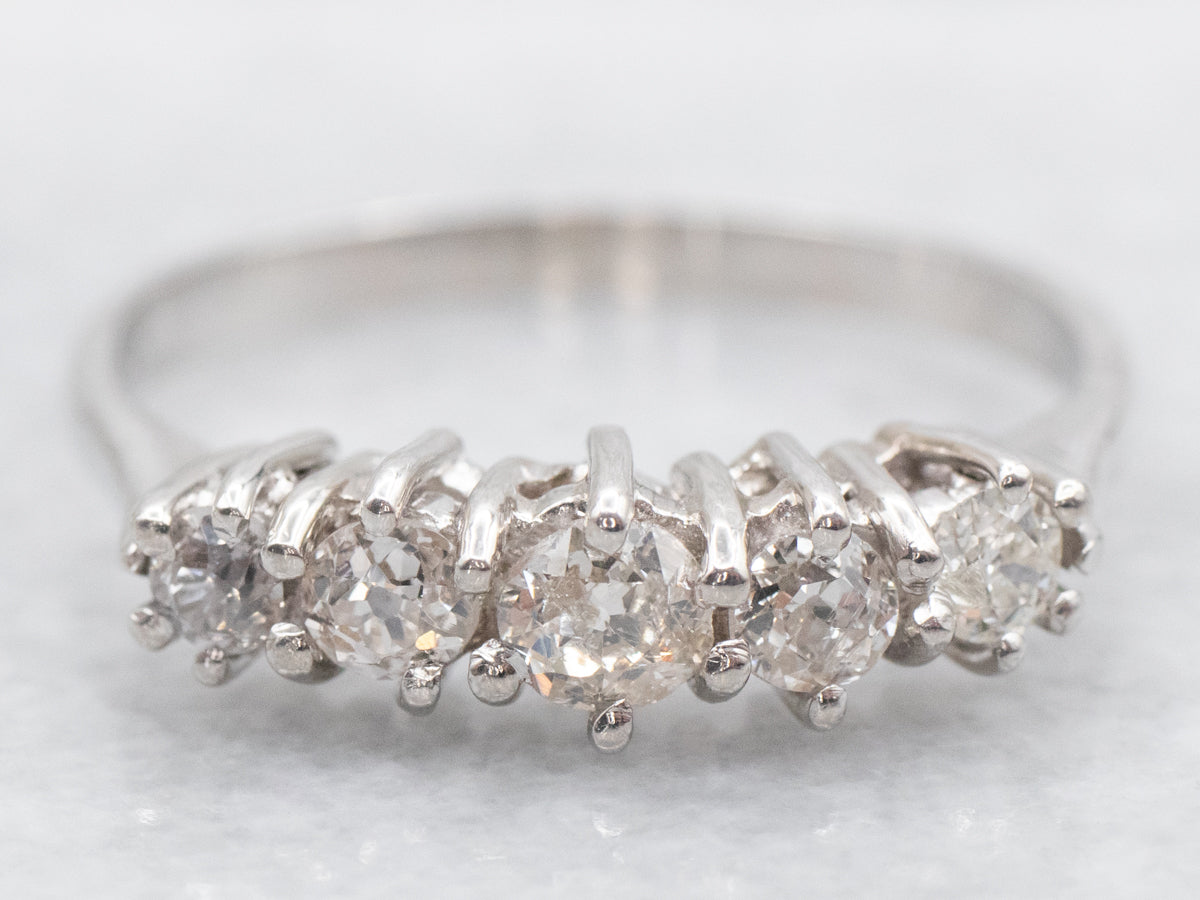 Sparkling Old Mine Cut Diamond Platinum Band