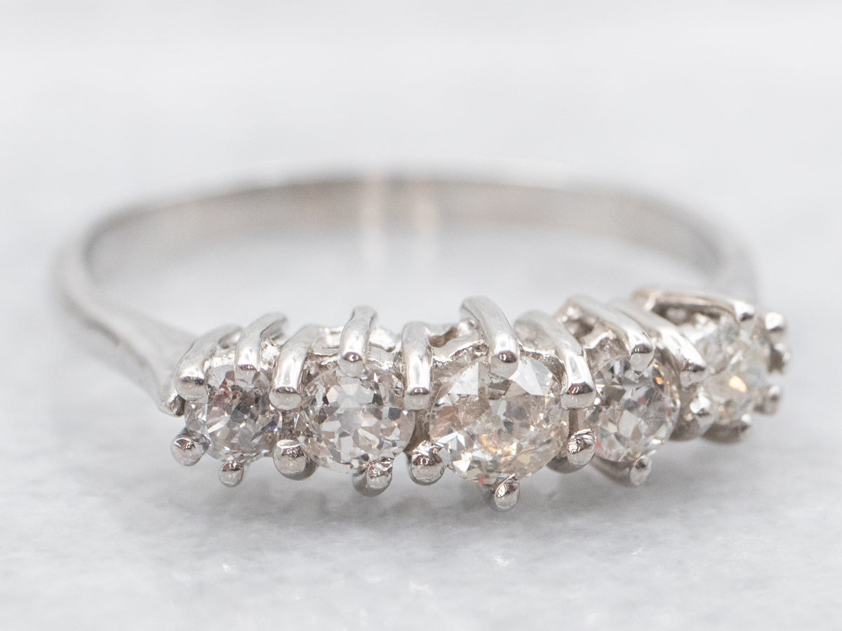 Sparkling Old Mine Cut Diamond Platinum Band
