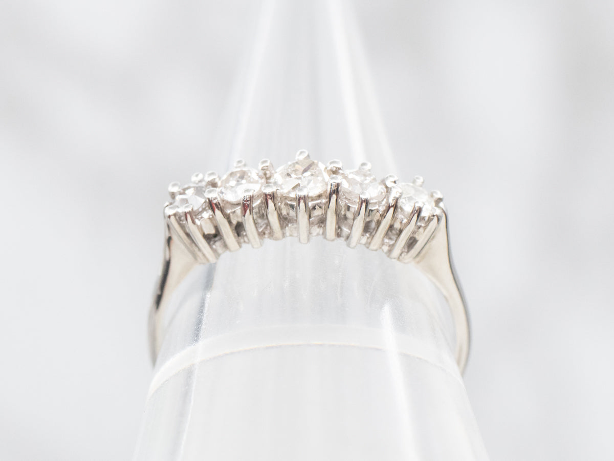 Sparkling Old Mine Cut Diamond Platinum Band