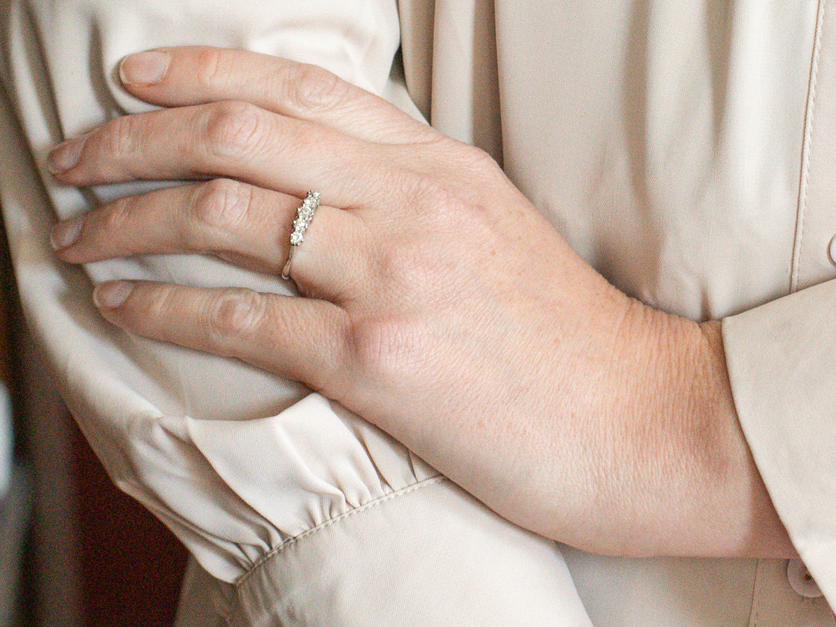 Sparkling Old Mine Cut Diamond Platinum Band