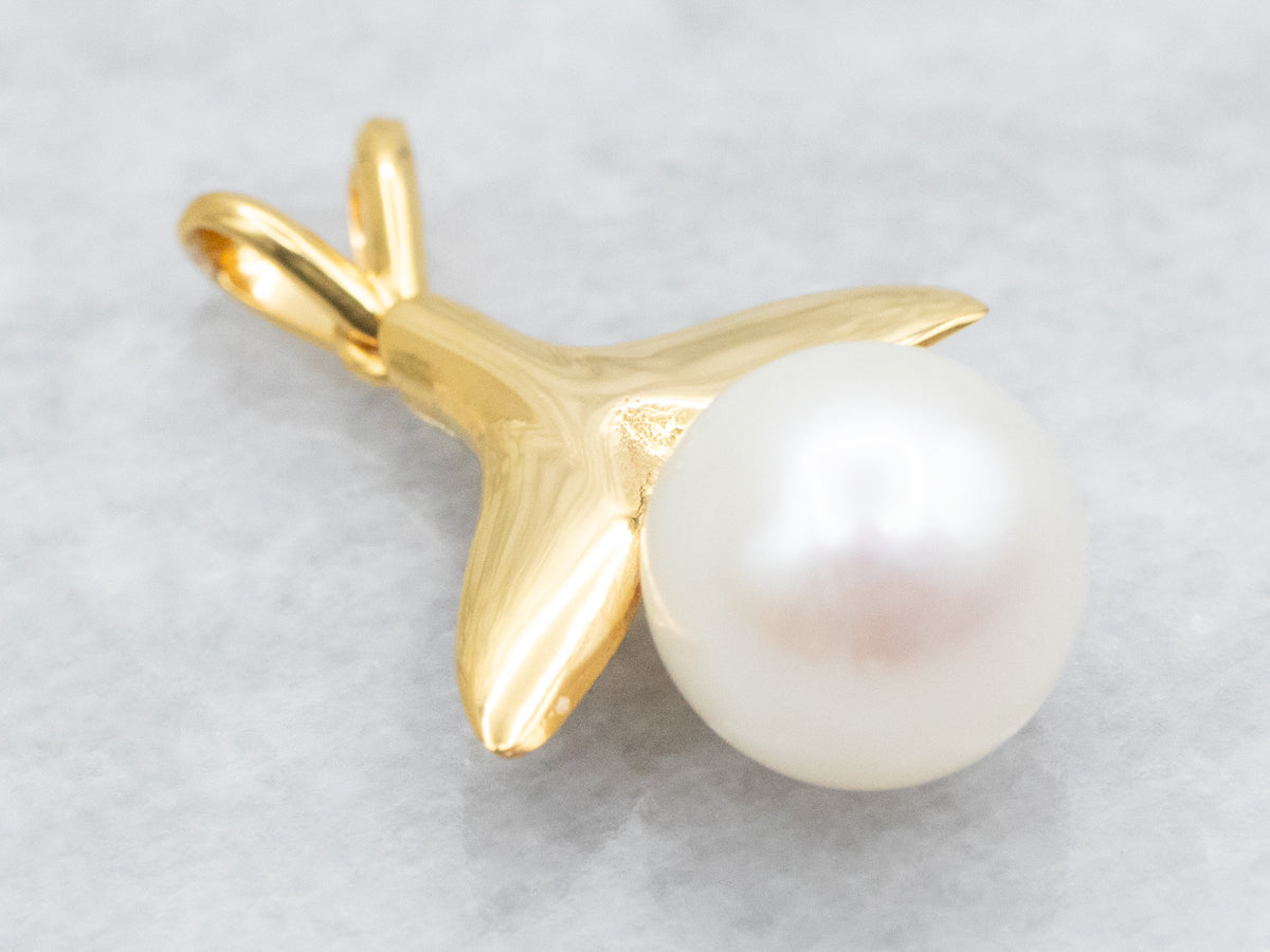 Pearl Whale Tail Pendant