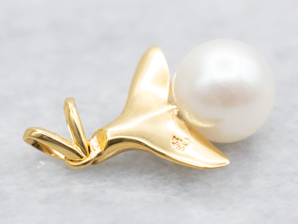Pearl Whale Tail Pendant