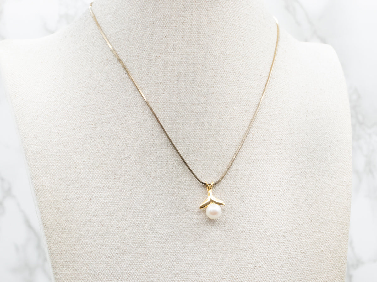 Pearl Whale Tail Pendant
