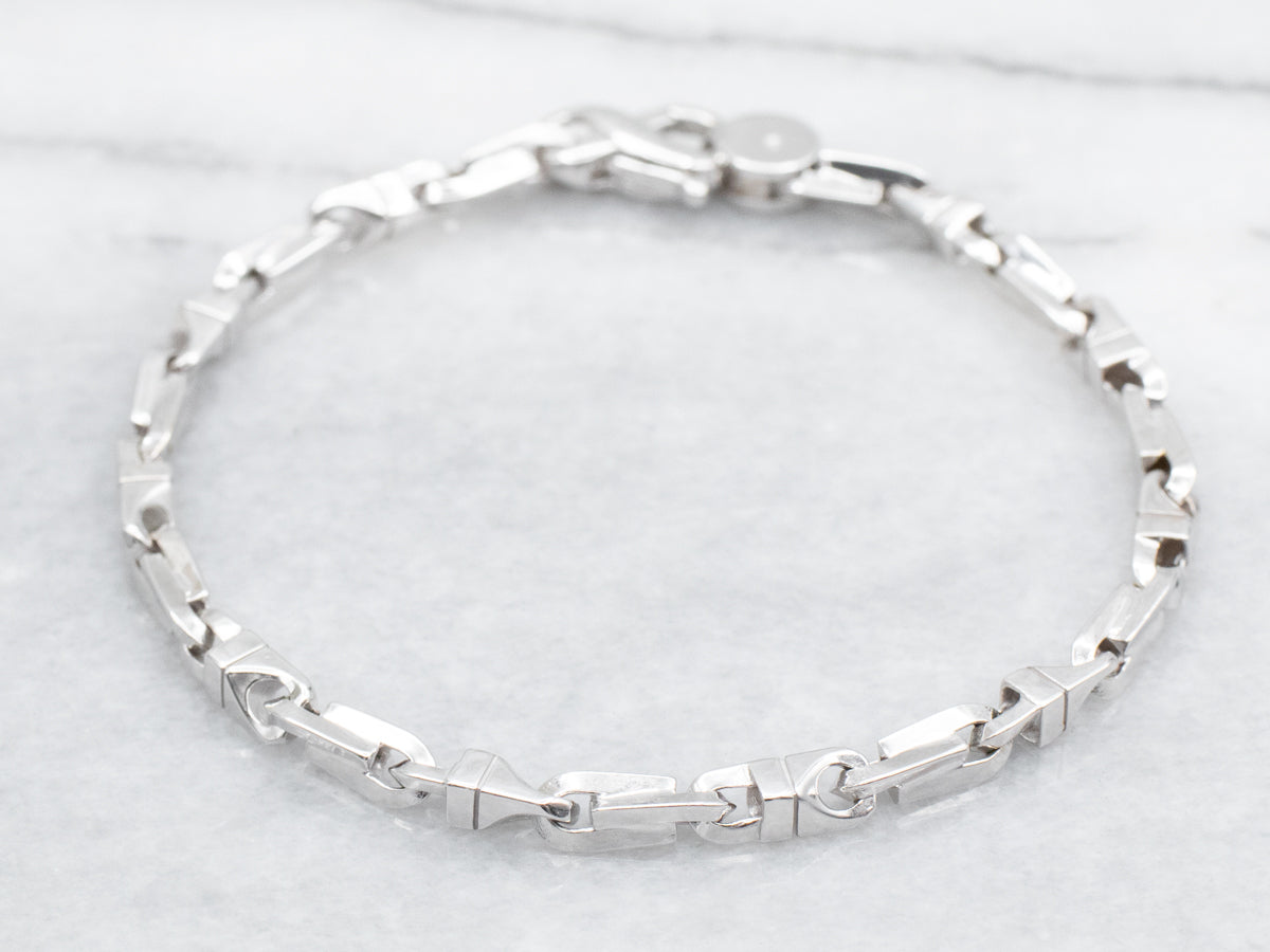 White Gold Link Bracelet with Lobster Clasp