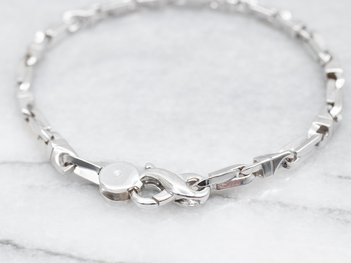 White Gold Link Bracelet with Lobster Clasp