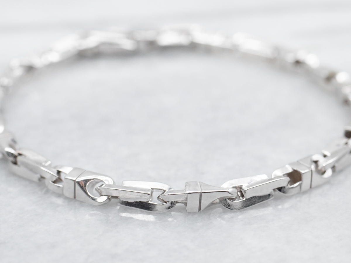 White Gold Link Bracelet with Lobster Clasp