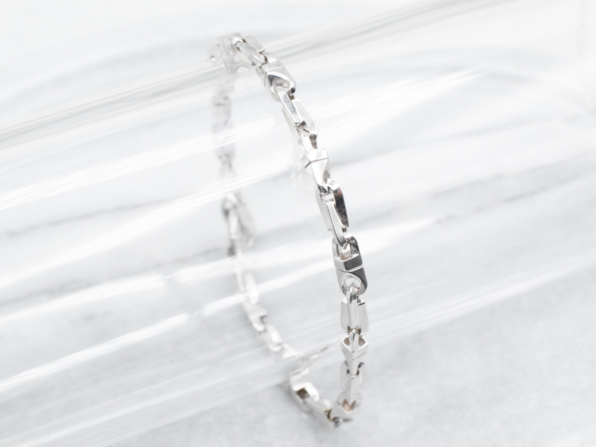 White Gold Link Bracelet with Lobster Clasp
