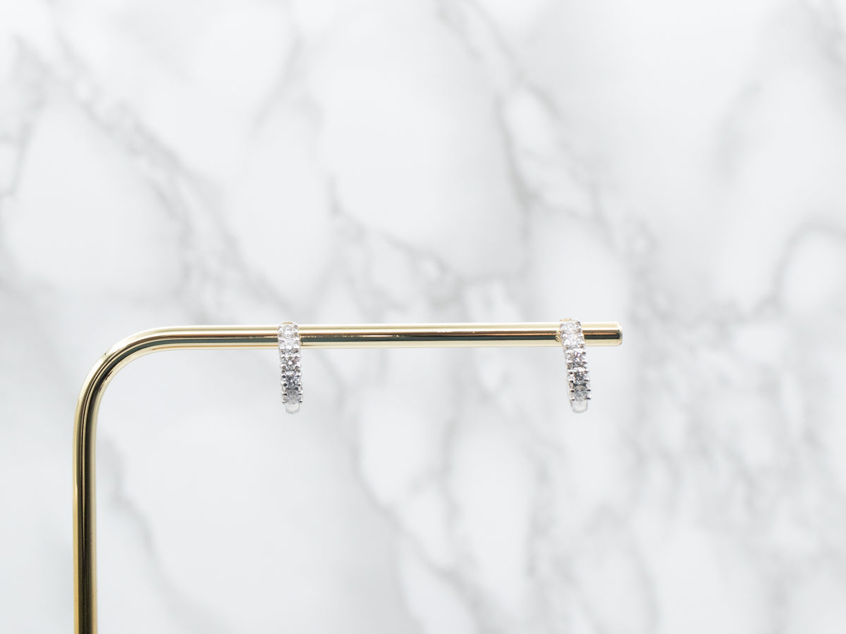 Diamond Half Hoop Stud Earrings