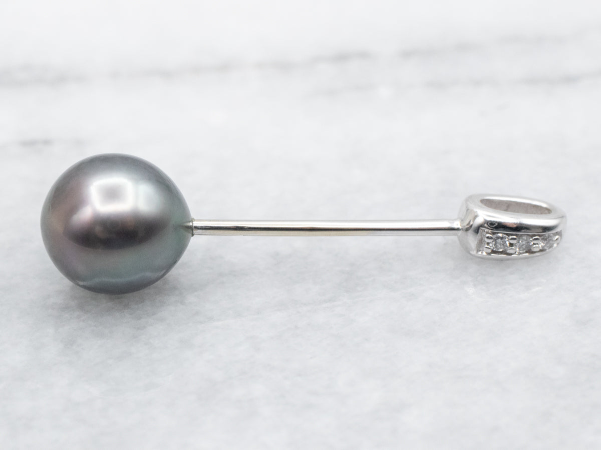 Gray Pearl and Diamond Pendant