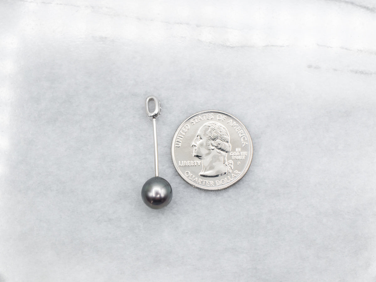 Gray Pearl and Diamond Pendant