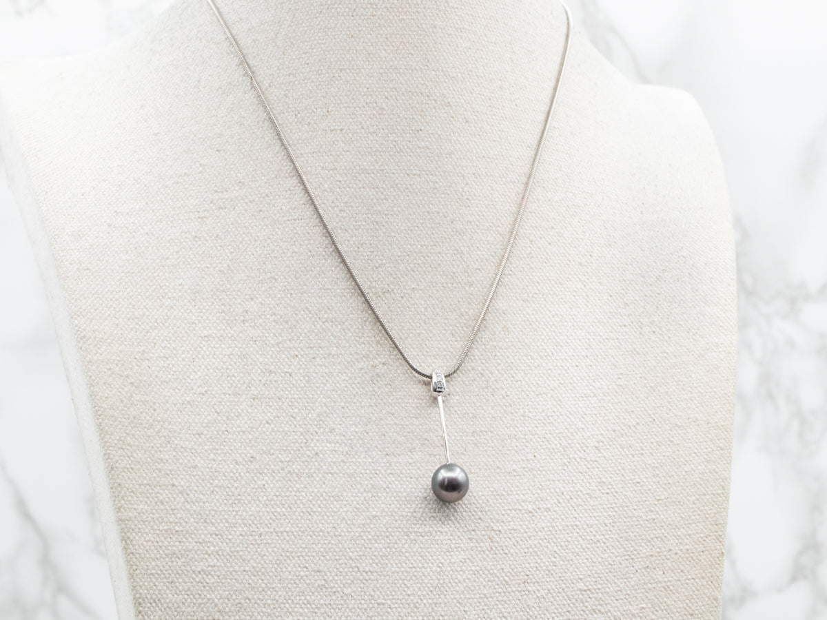 Gray Pearl and Diamond Pendant