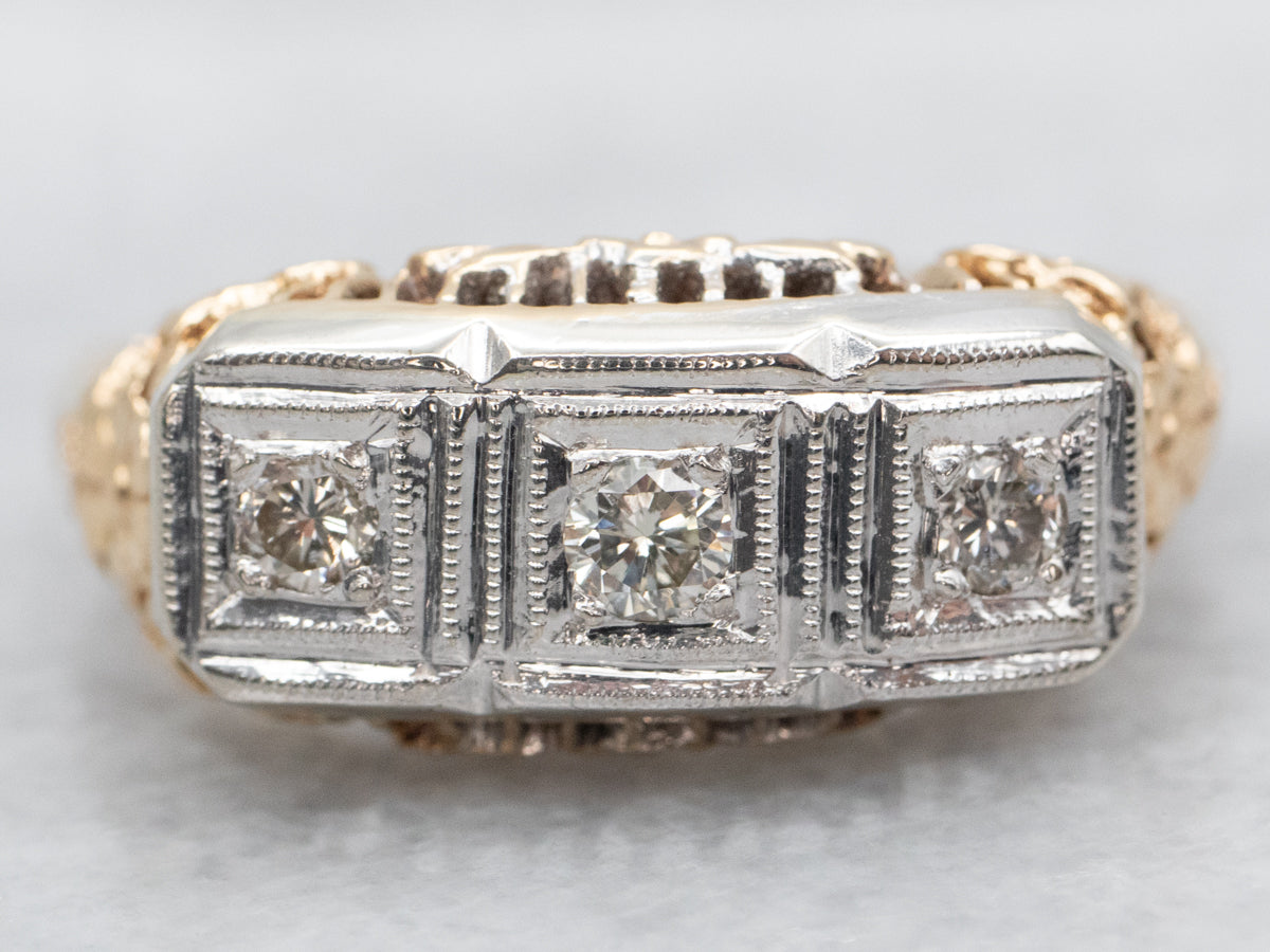 Retro Diamond Engagement Ring