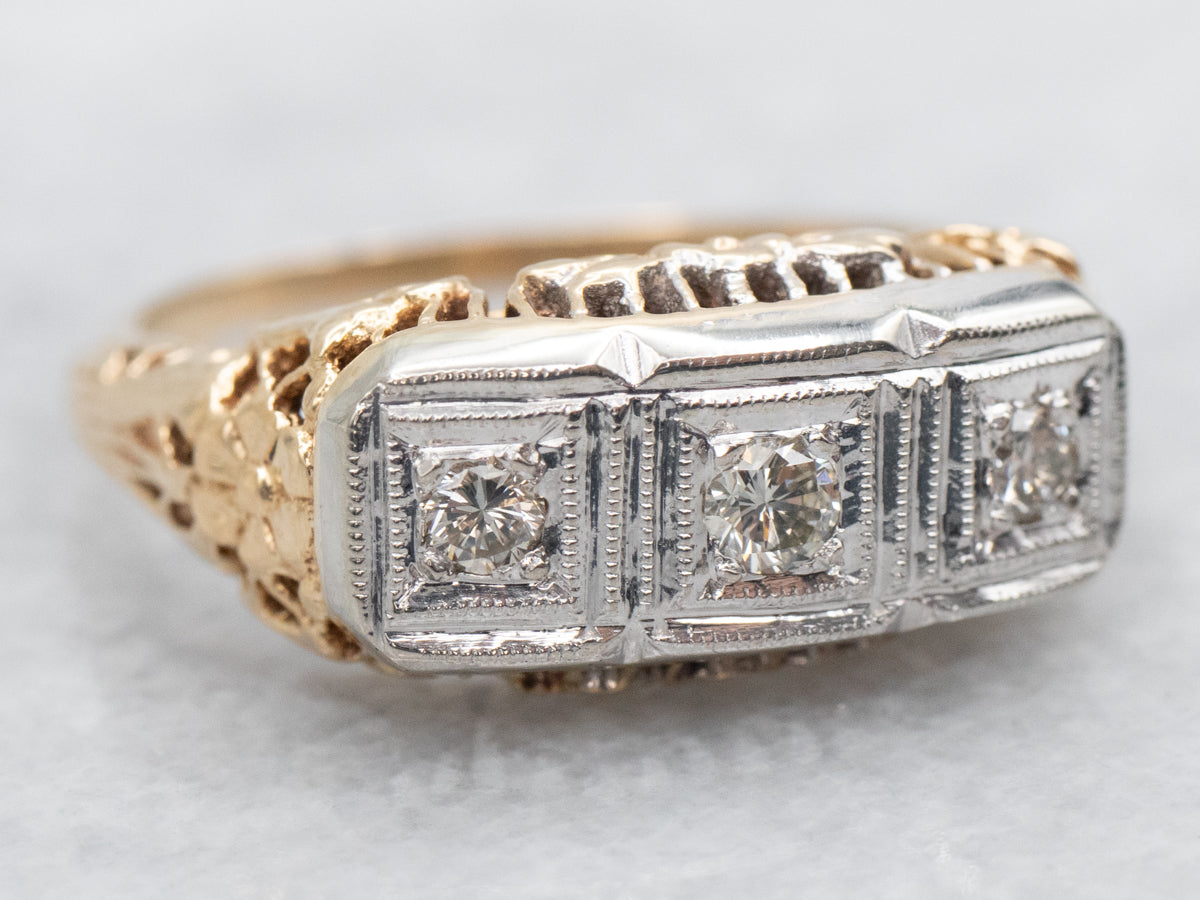 Retro Diamond Engagement Ring