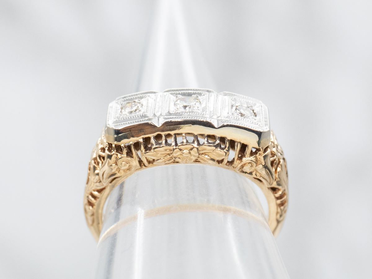 Retro Diamond Engagement Ring