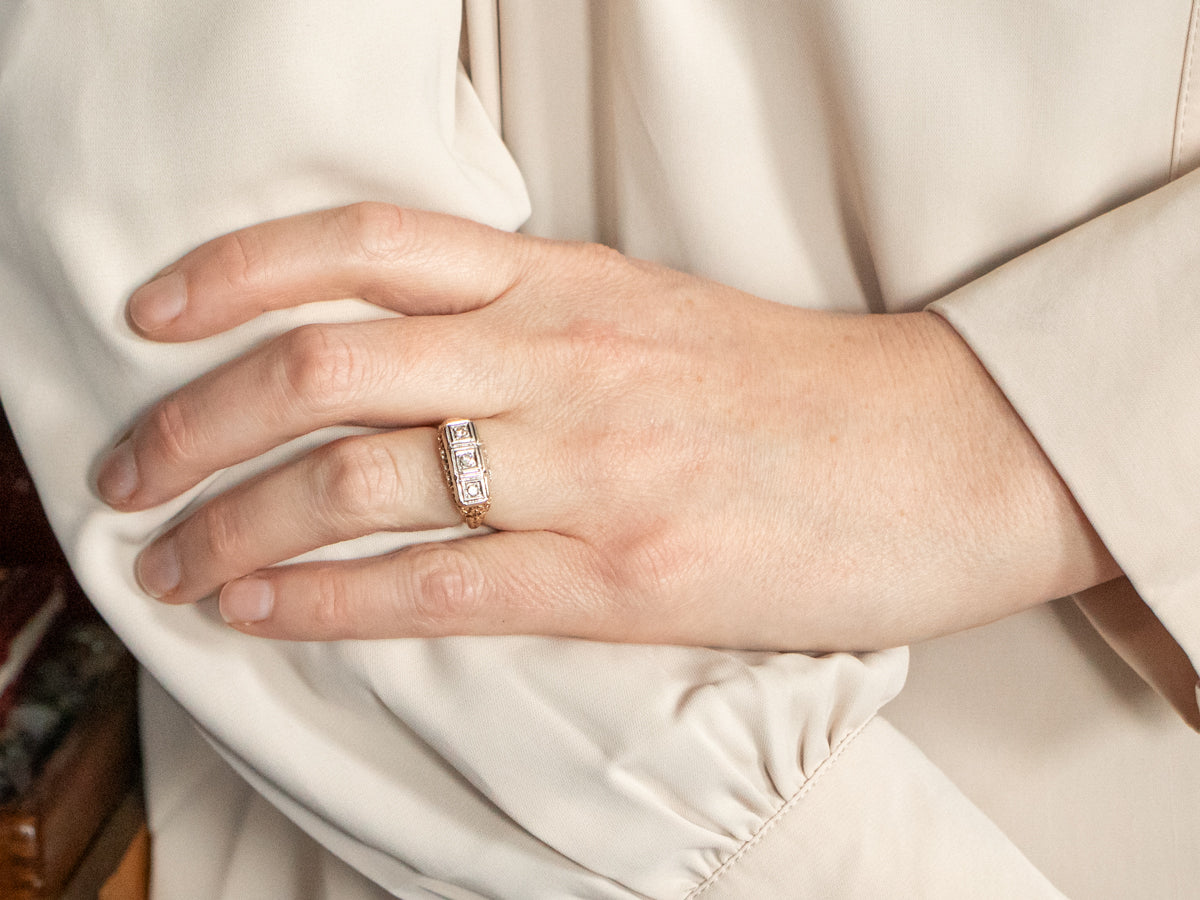 Retro Diamond Engagement Ring