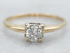 Simple Retro Era Diamond Solitaire Engagement Ring