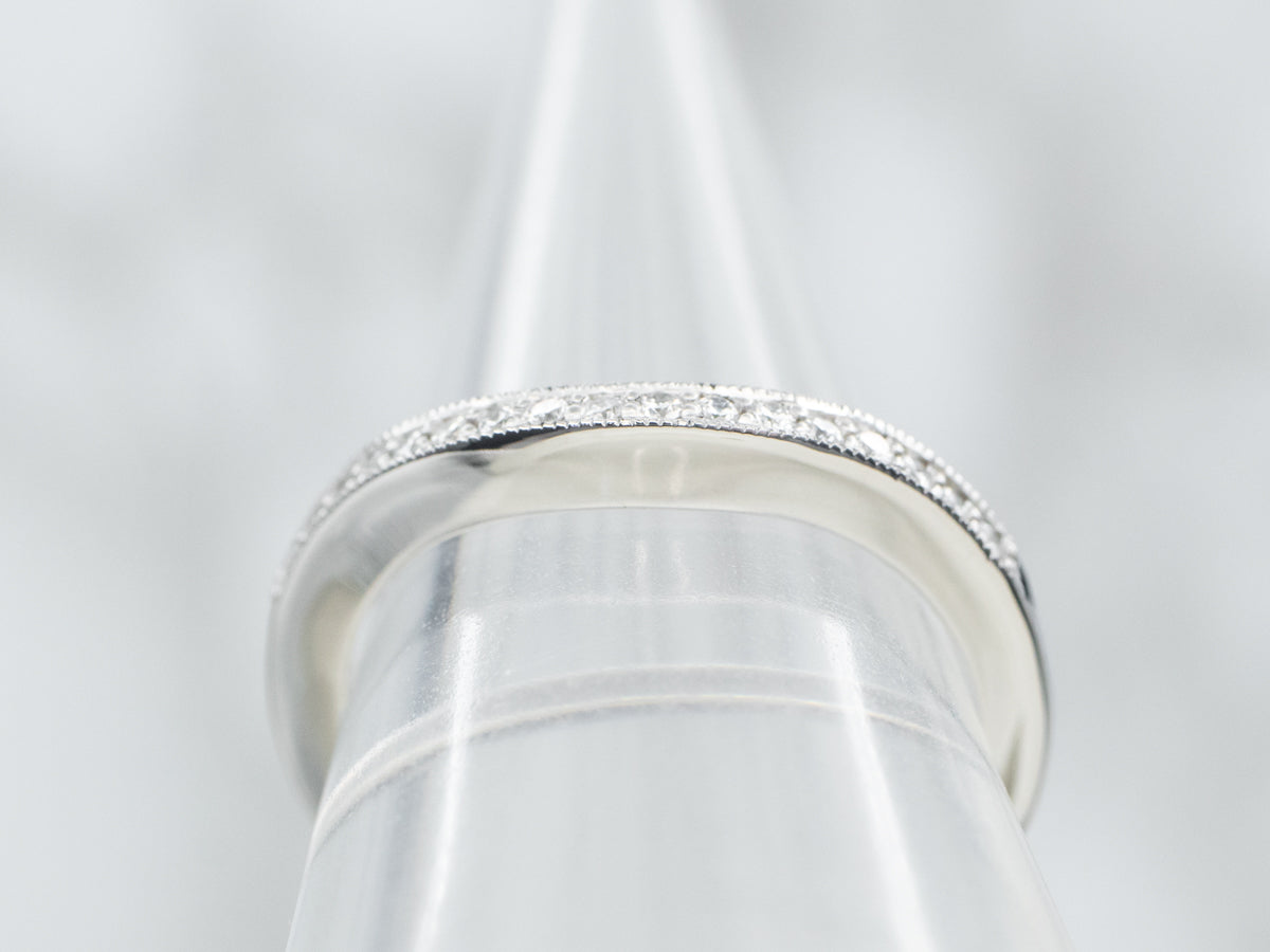 Curved Diamond White Gold Band