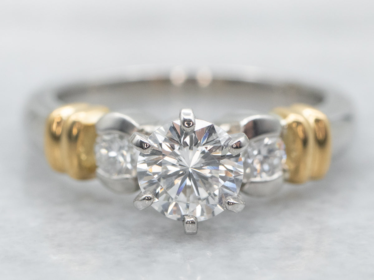 Mixed Metal Diamond Engagement Ring