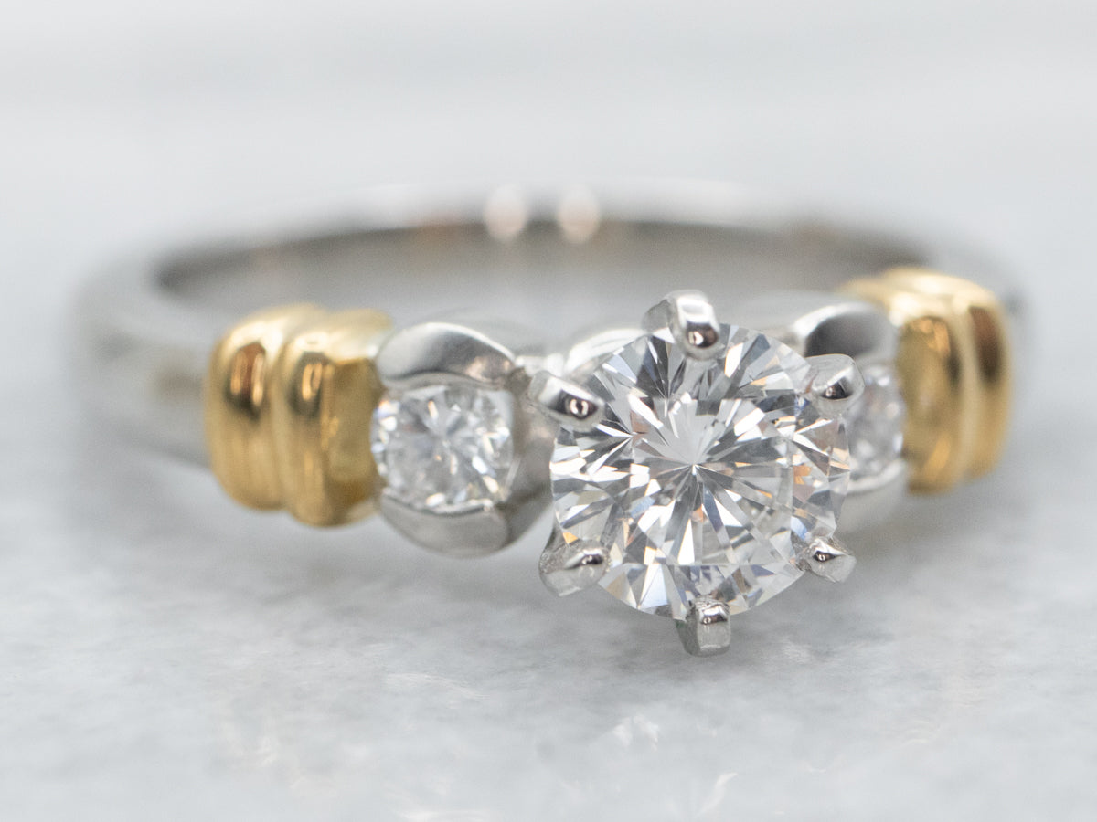 Mixed Metal Diamond Engagement Ring