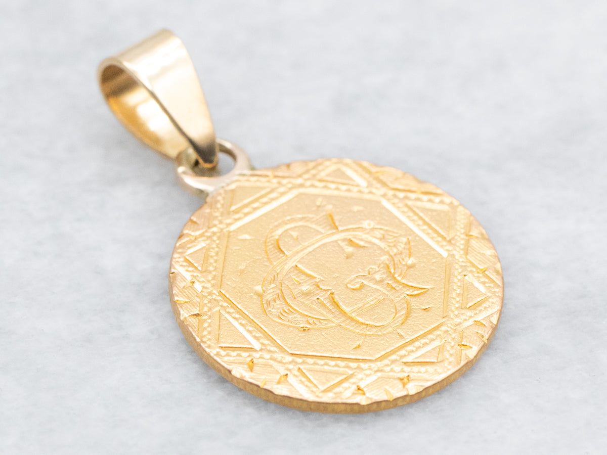 Ornate Gold Coin Love Token Pendant