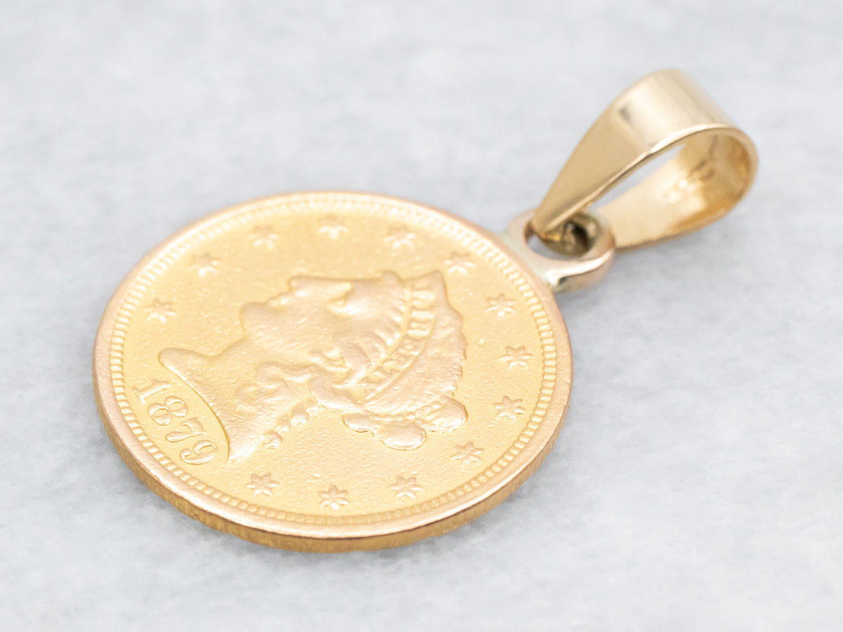 Ornate Gold Coin Love Token Pendant