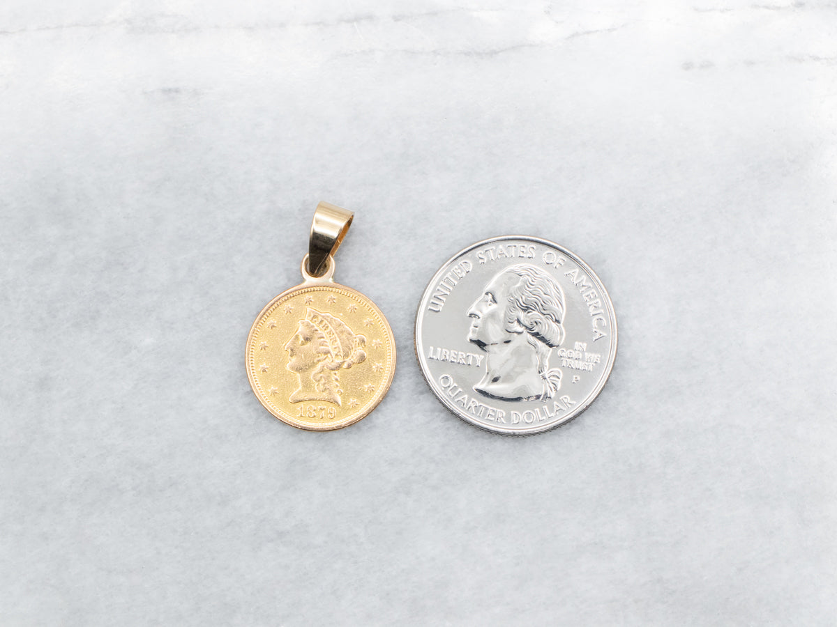 Ornate Gold Coin Love Token Pendant