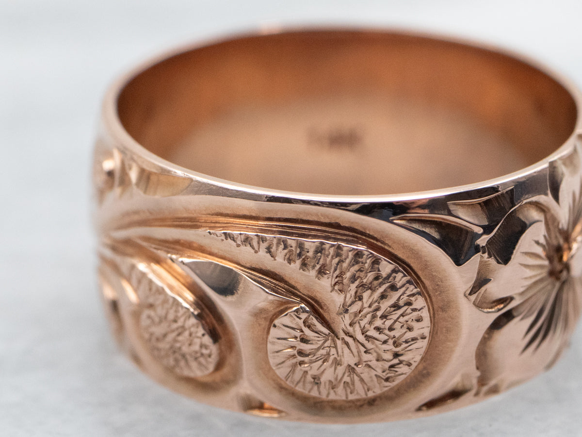 Wide Rose Gold Floral Band