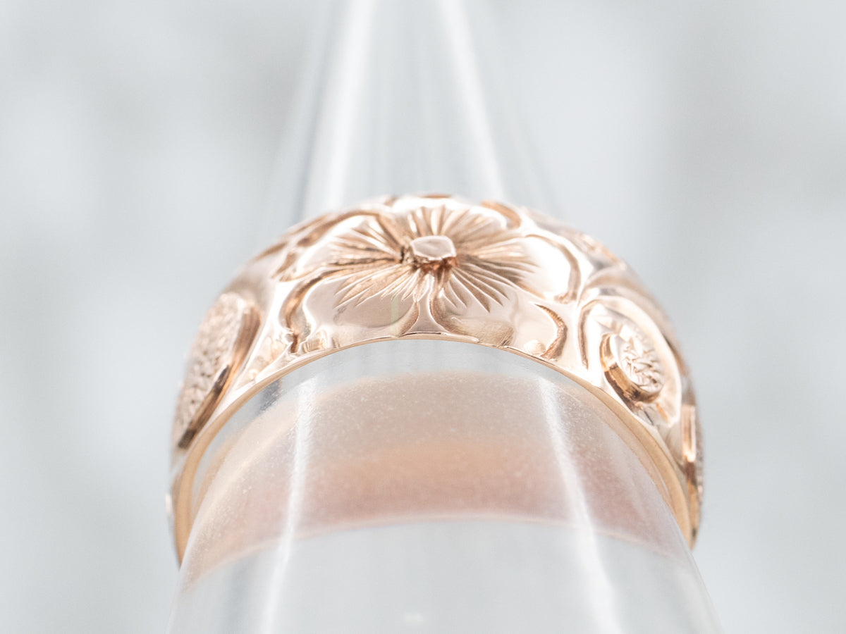 Wide Rose Gold Floral Band