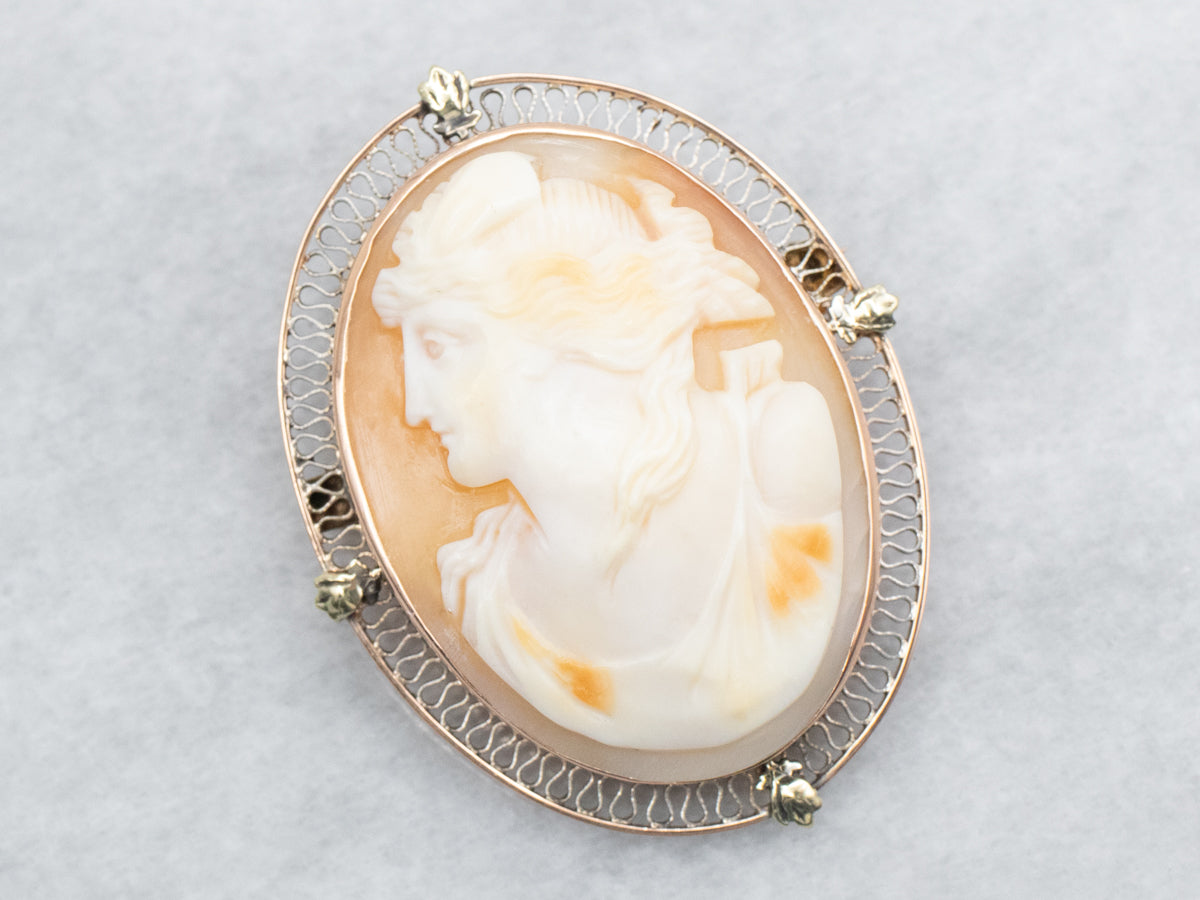 Vintage Gold Cameo Brooch