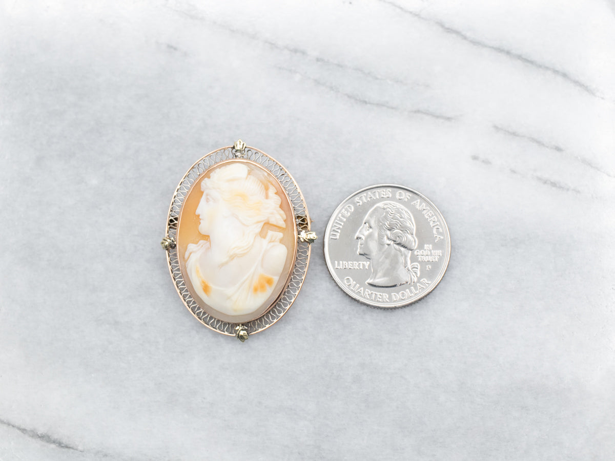 Broche de camafeo de oro vintage