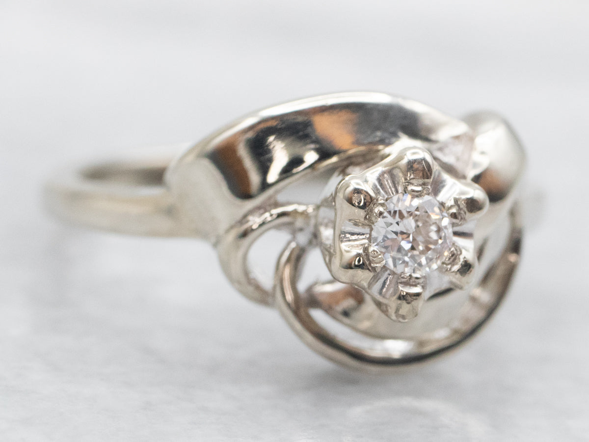 European Cut Diamond Solitaire Engagement Ring