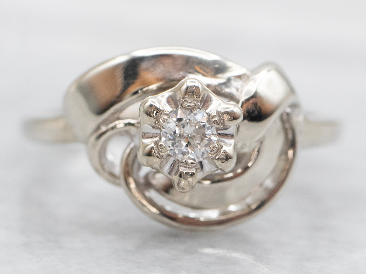 European Cut Diamond Solitaire Engagement Ring