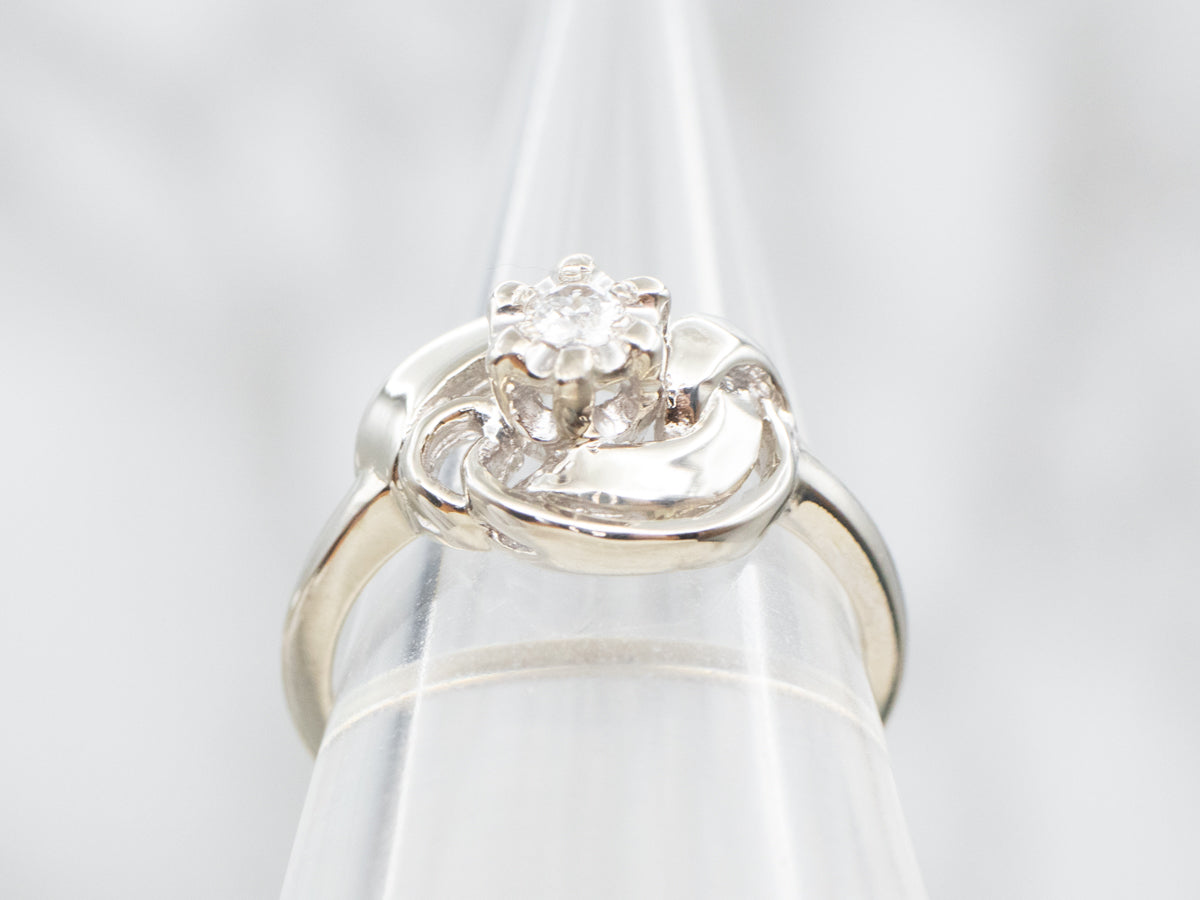 European Cut Diamond Solitaire Engagement Ring