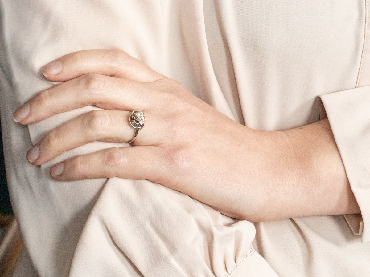 European Cut Diamond Solitaire Engagement Ring