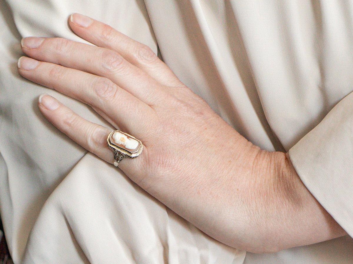 Vintage Lady's Profile Cameo Ring