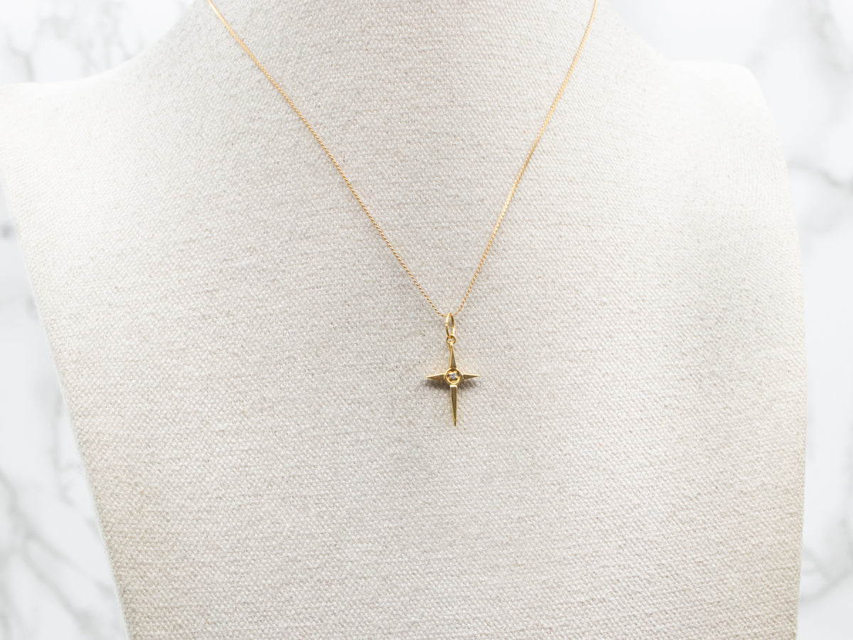 Pointed Cross with Diamond Accent